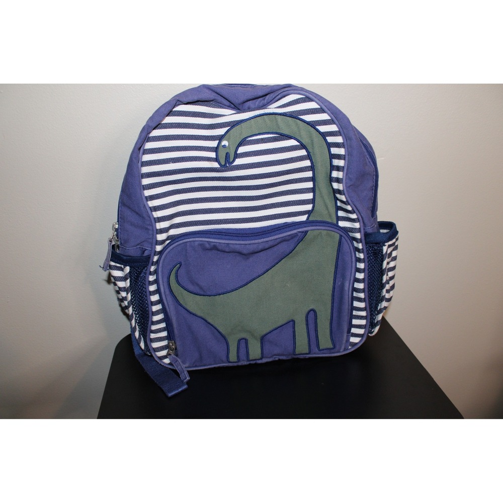 Pottery Barn Kids Blue Striped Dinosaur Brontosaurus Backpack School Bag